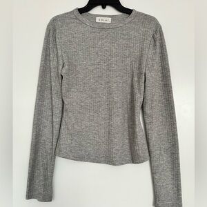 Solai long sleeve ribbed tee heathered gray